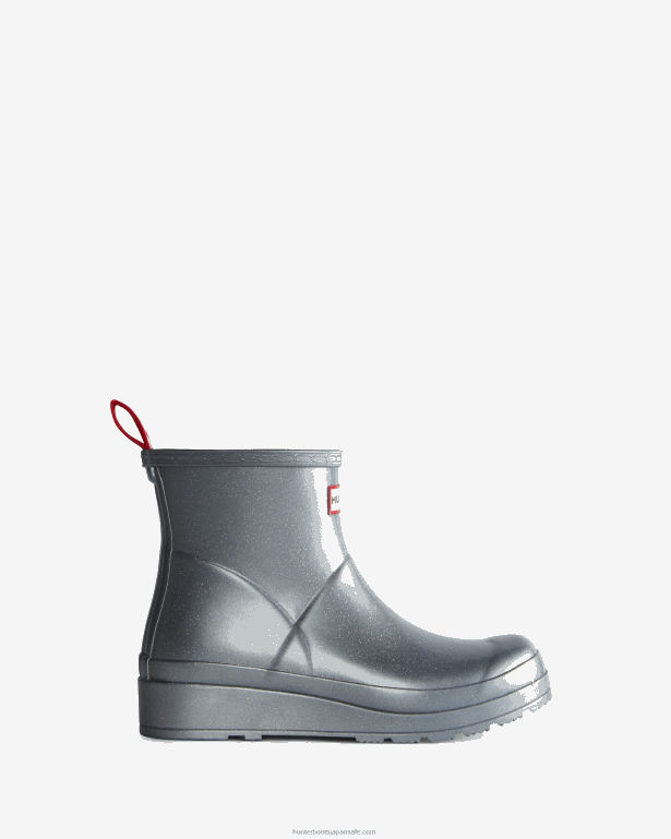 女性 Hunter 銀 プレイショートコスミックグリッターレインブーツ 8460V10