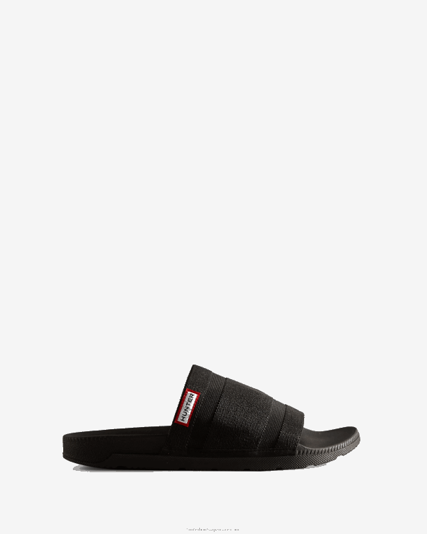 女性 Hunter 黒 弾性スライド 8460V106