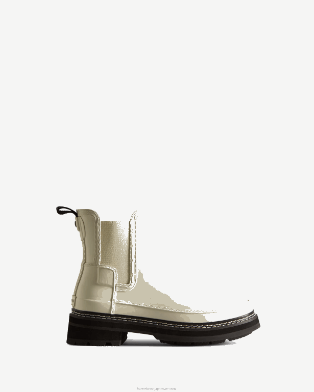 女性 Hunter ホワイトウィロー/ブラック 洗練されたステッチディテールのチェルシーブーツ 8460V159