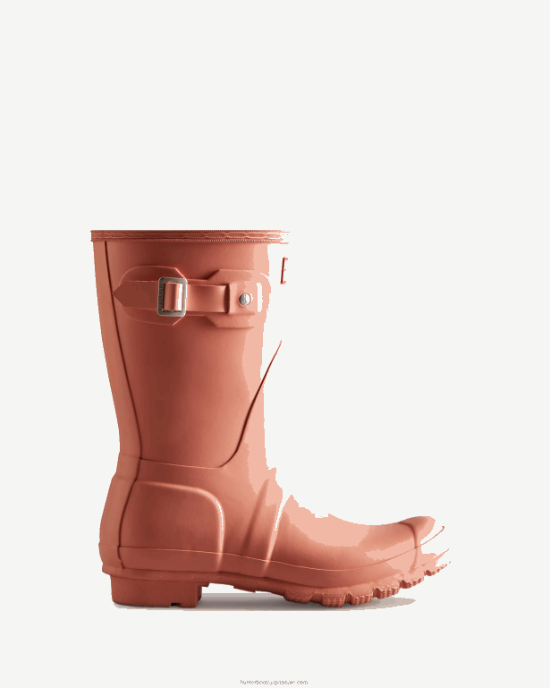 女性 Hunter ラフピンク オリジナルショートレインブーツ 8460V172