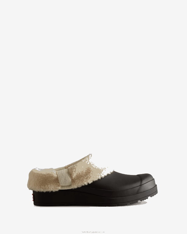 女性 Hunter 黒 プレイビーガン ムートン断熱下駄 8460V258