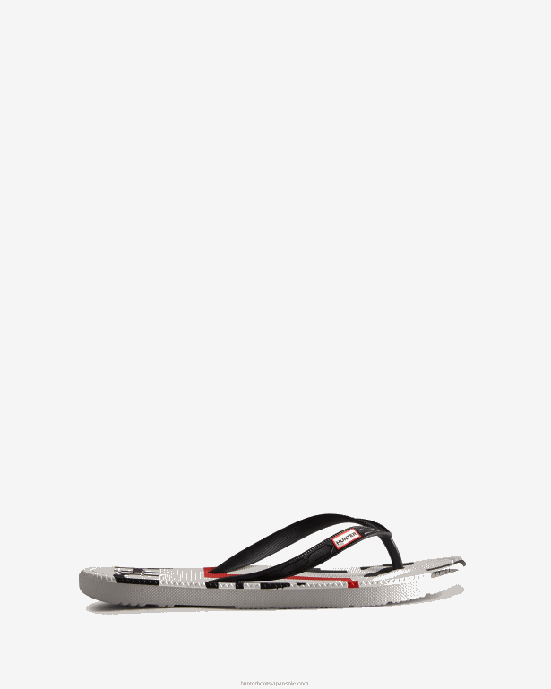 女性 Hunter 黒 エクスプローデッドロゴ ビーチサンダル 8460V283