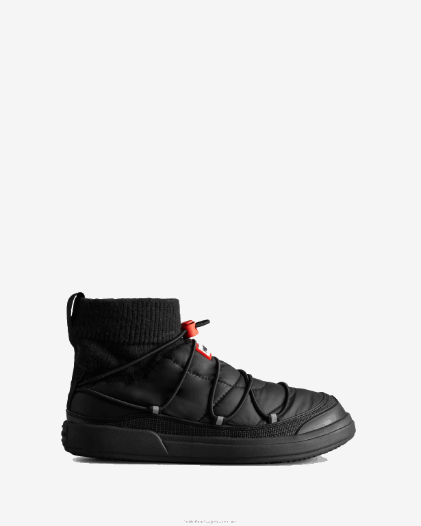 女性 Hunter 黒 イン/アウト断熱レースアップスリッパブーツ 8460V301