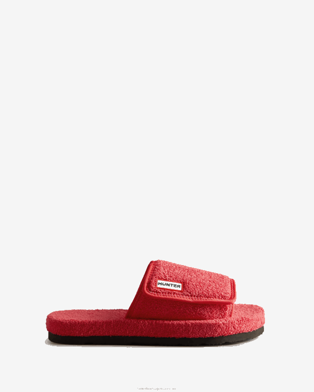 女性 Hunter ナナカマドピンク テリータオル地ビーチプラットフォーム調節可能なスライド 8460V327