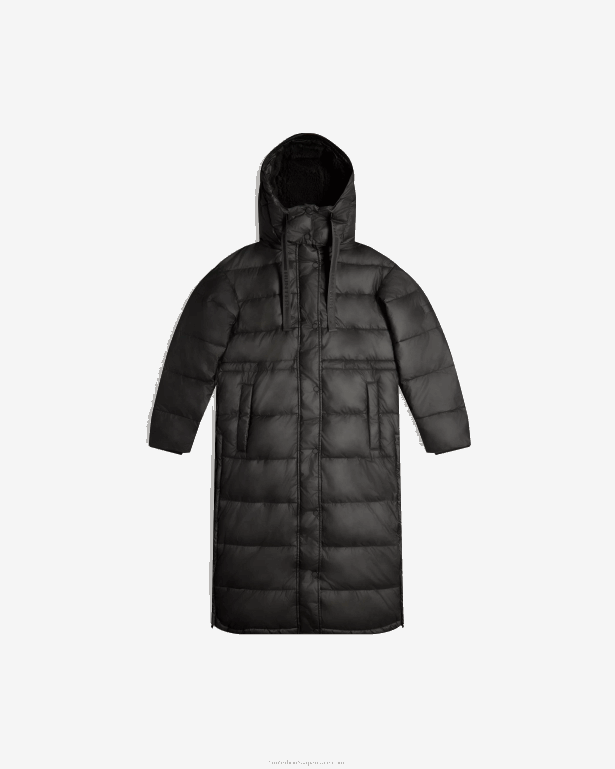 女性 Hunter 黒 インサレーテッド ロング パファー コート 8460V341