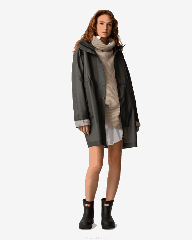 女性 Hunter ダークオリーブ プレイ透明ビニール防水パーカー 8460V350