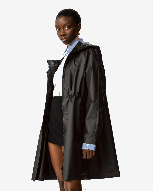 女性 Hunter 黒 プレイ透明ビニール防水パーカー 8460V351