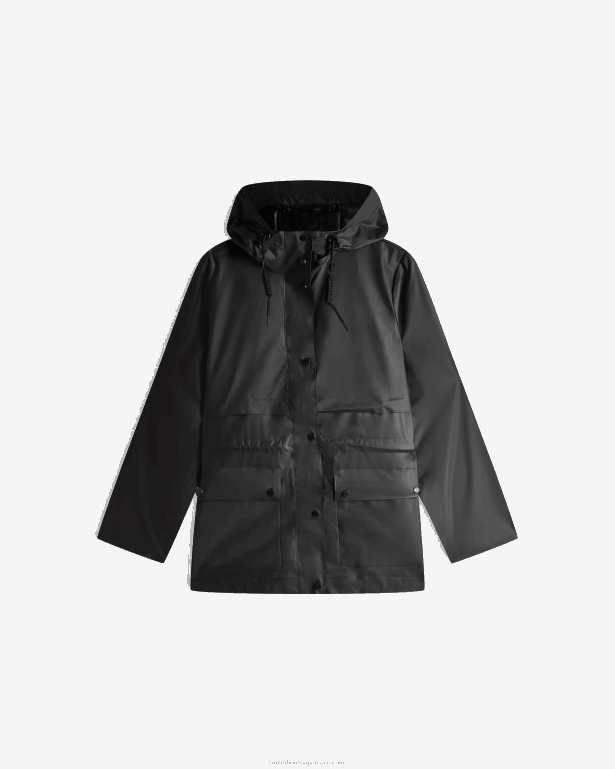 女性 Hunter 黒 プレイ透明ビニール防水ジャケット 8460V353