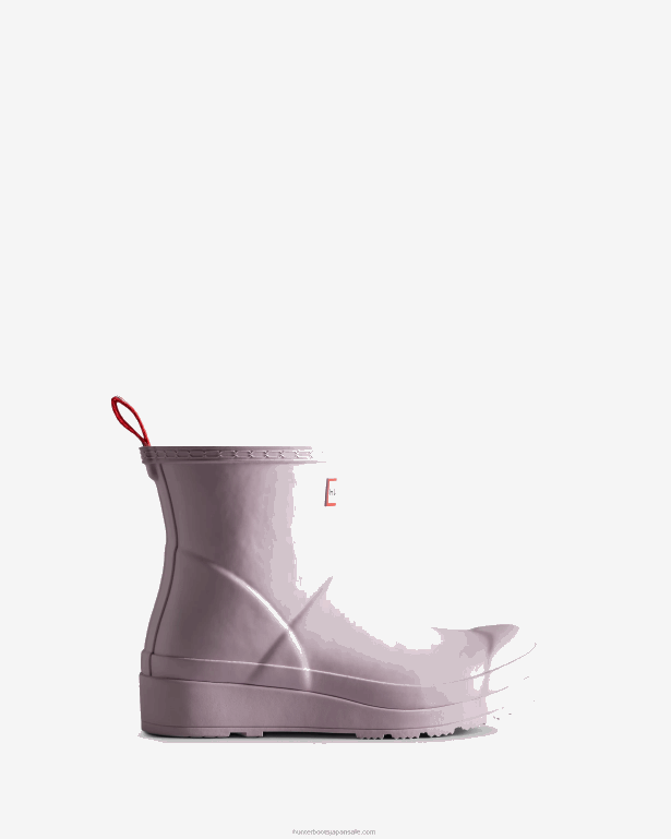 女性 Hunter 焼き戻し藤色 ショートレインブーツで遊ぶ 8460V36