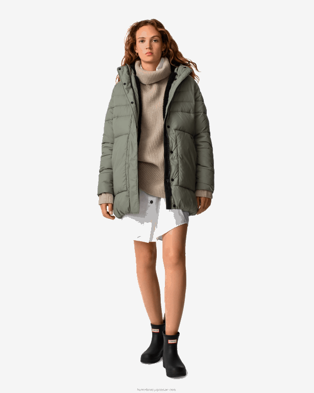 女性 Hunter アーバングレー イントレピッド インサレーテッド ミッド パファー ジャケット 8460V371