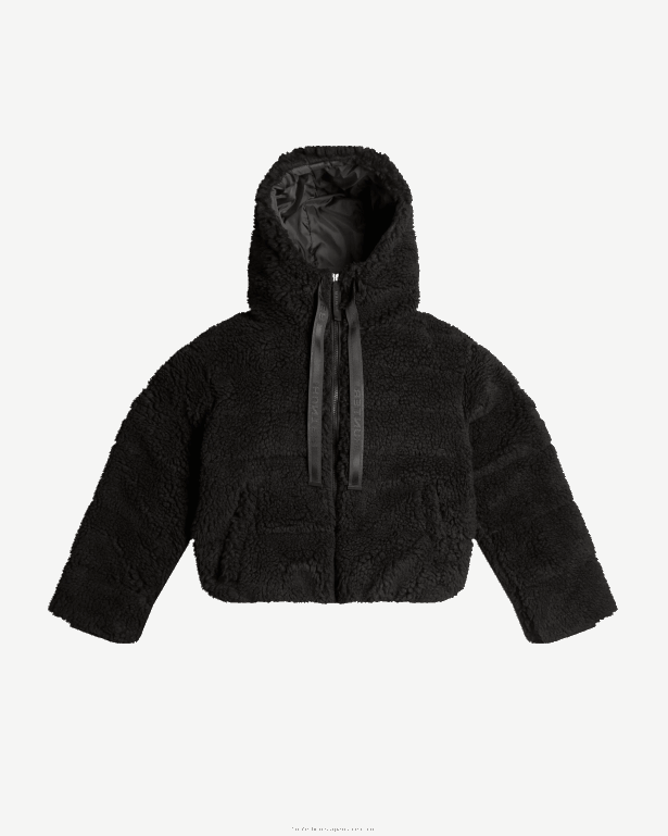 女性 Hunter 黒 ワンダラー ビーガン ムートン インサレーテッド ショート パファー ジャケット 8460V372