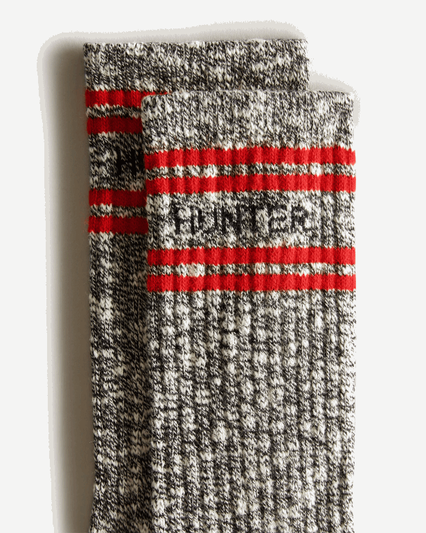 女性 Hunter 黒 ブランドのカレッジムーリンショートソックス 8460V389