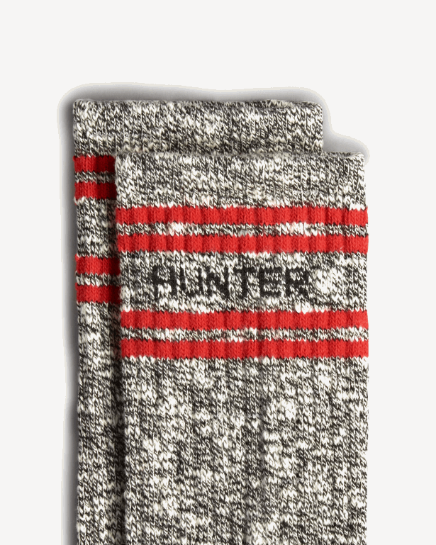 女性 Hunter 黒 ブランドのカレッジムーリントールソックス 8460V390