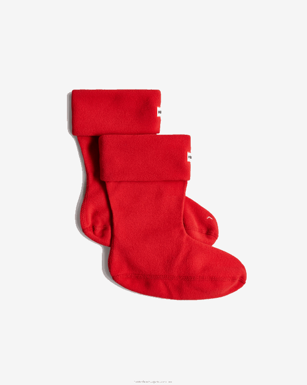 男性 Hunter ミリタリーレッド リサイクルフリースカフスショートブーツソックス 8460V400