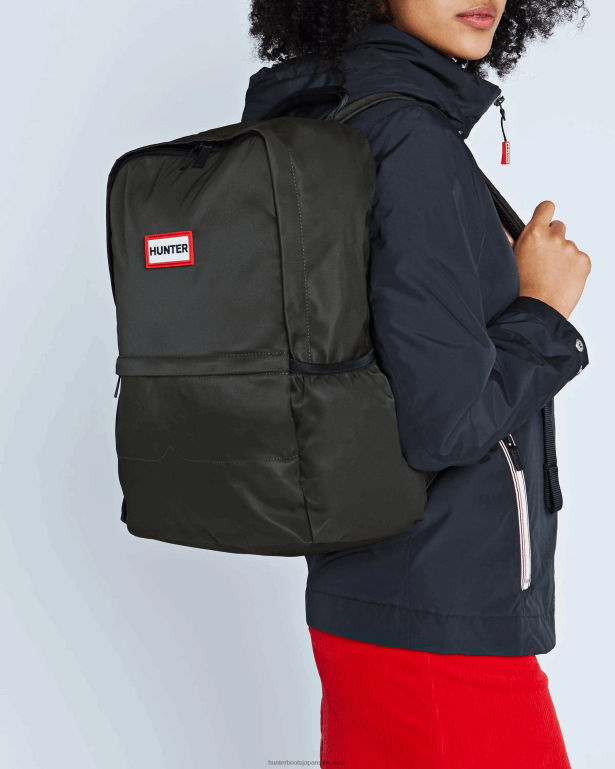 男性 Hunter ダークオリーブ ナイロン製の大きなバックパック 8460V435