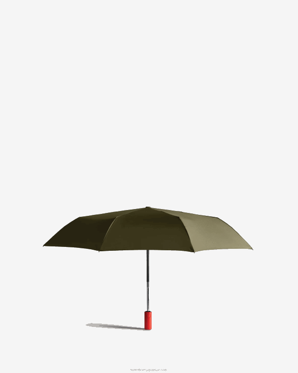男性 Hunter ダークオリーブ 自動コンパクト傘 8460V453