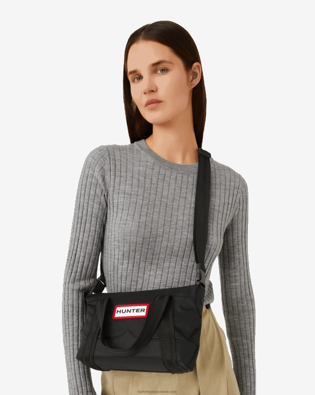 男性 Hunter 黒 ナイロン ミニトップクリップ トートバッグ 8460V461