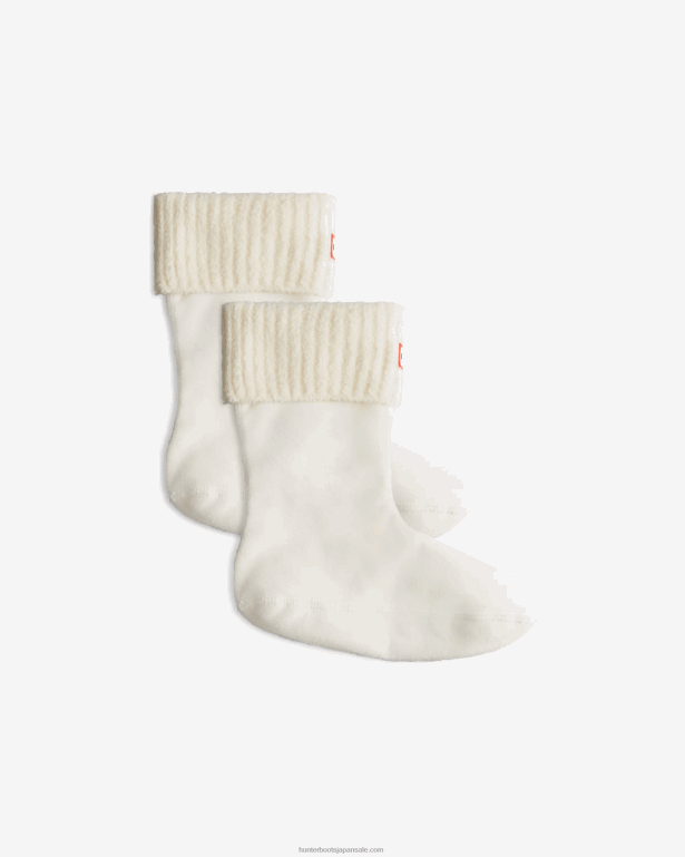 男性 Hunter 白 リサイクルナイロンブレンドカフスショートブーツソックス 8460V482