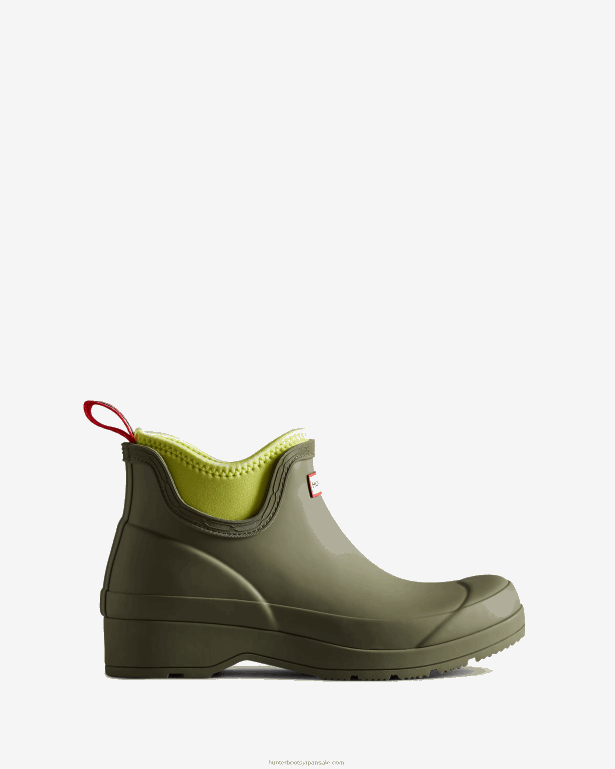 女性 Hunter 地衣類の緑/ピリッとした黄色 プレイネオプレンチェルシーブーツ 8460V54